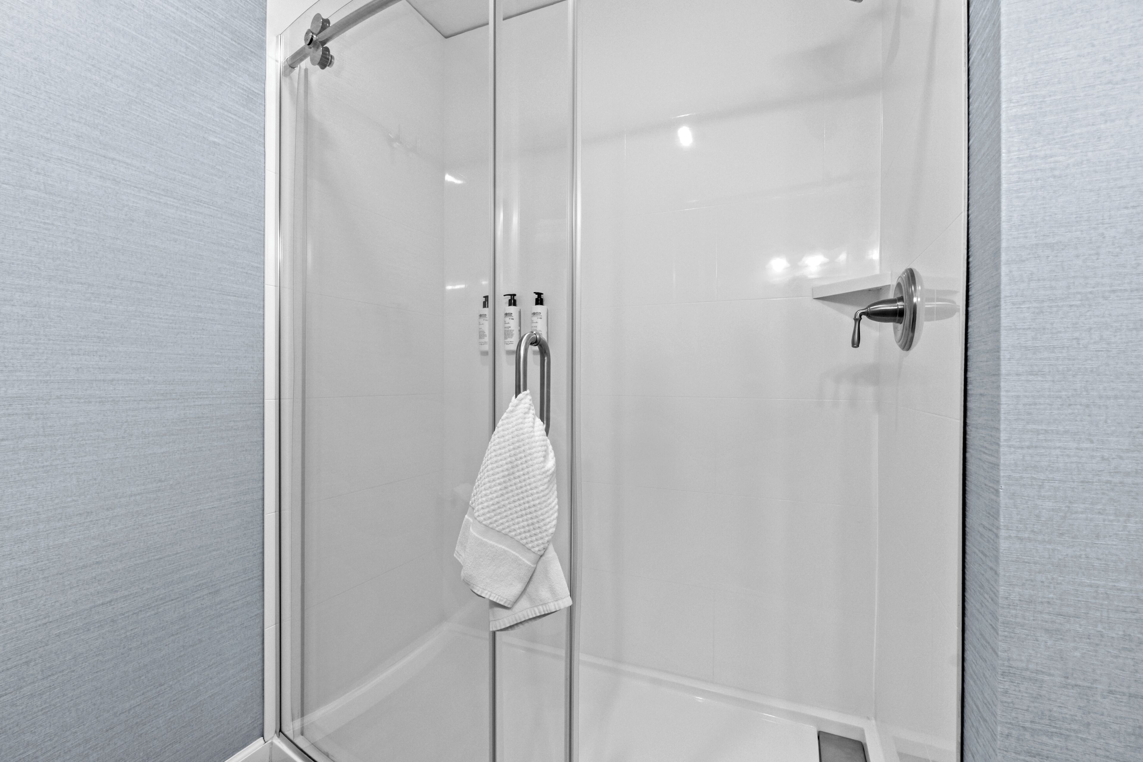 free toiletries, hair dryer, towels, soap