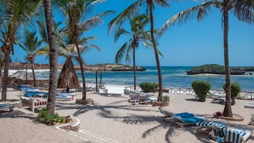 On the beach, white sand, beach bar