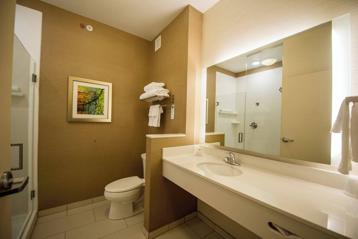 room, 2 queen beds | bathroom | shower, free toiletries, hair dryer, towels