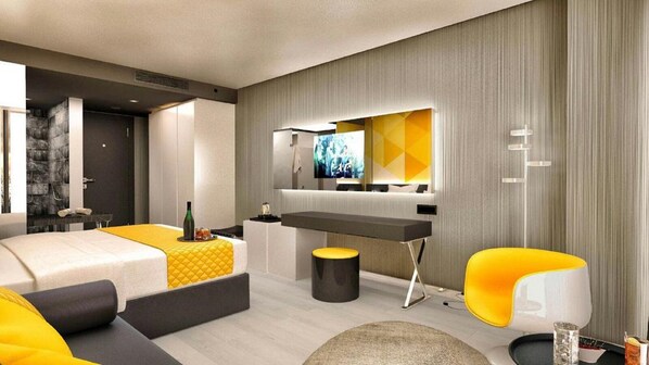 Ropa de cama de alta calidad y minibar 