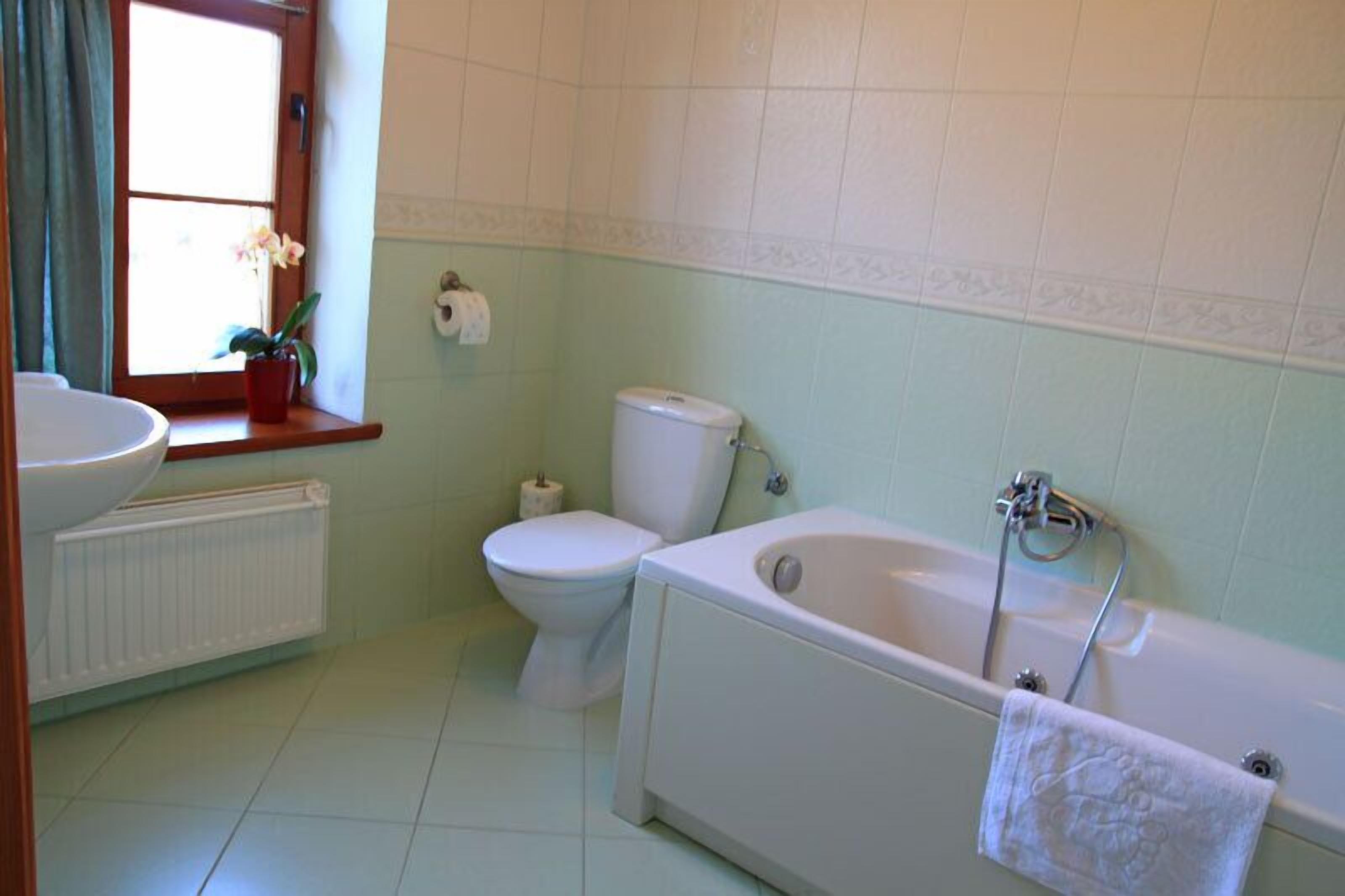 double or twin room, river view | bathroom | hair dryer, towels