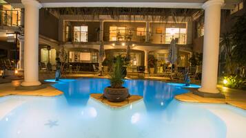Outdoor pool, sun loungers