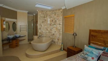 Shower, free toiletries, hair dryer, bathrobes