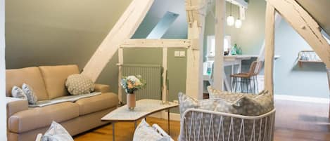 Family Apartment, 3 Bedrooms (Iris) | Living room | Flat-screen TV