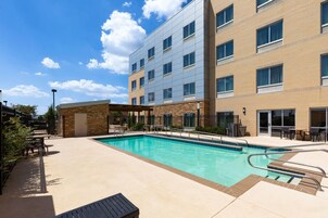 Seasonal outdoor pool, sun loungers