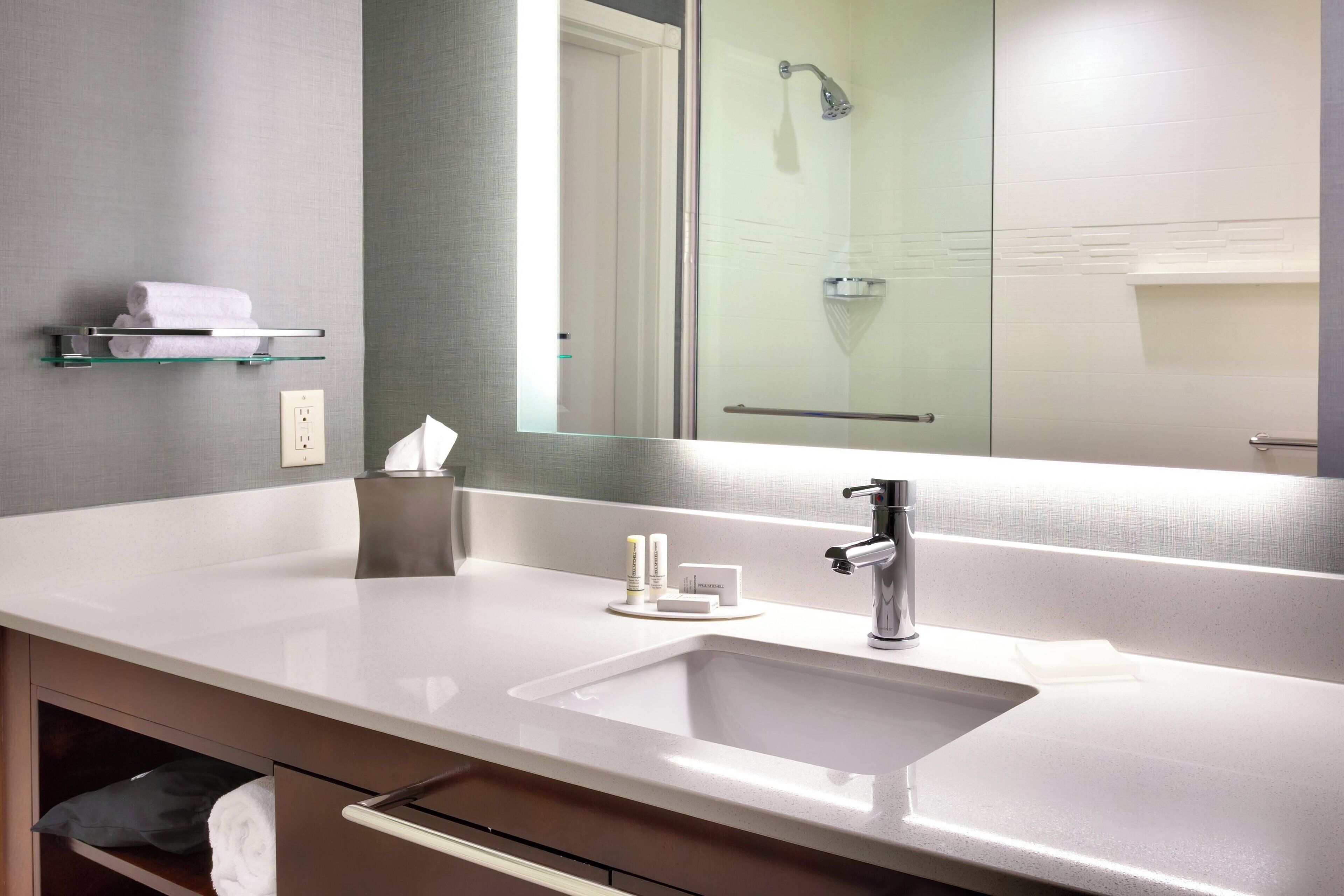 free toiletries, hair dryer, towels, shampoo