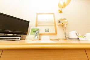 Desk, free WiFi, bed sheets