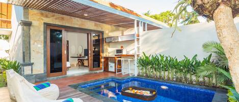 One Bedroom Pool Villa | Minibar, in-room safe, individually decorated, individually furnished