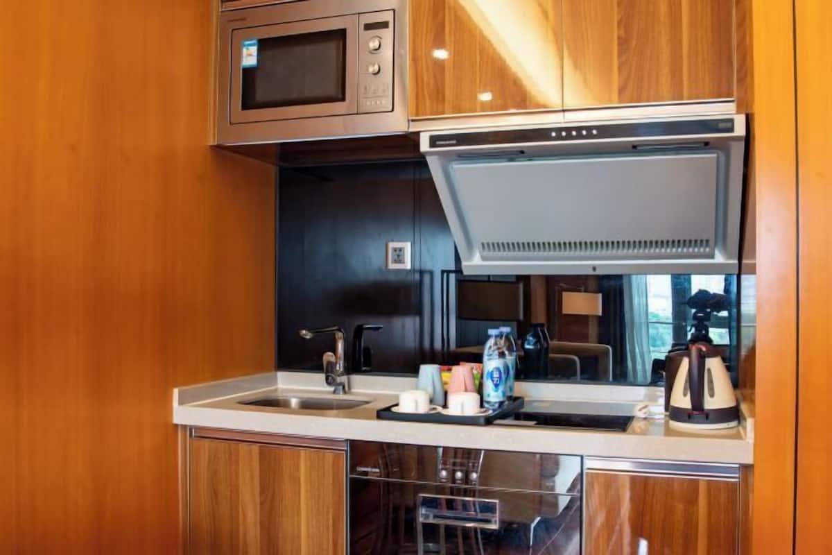 Mini-Kühlschrank, Mikrowelle, Herdplatte