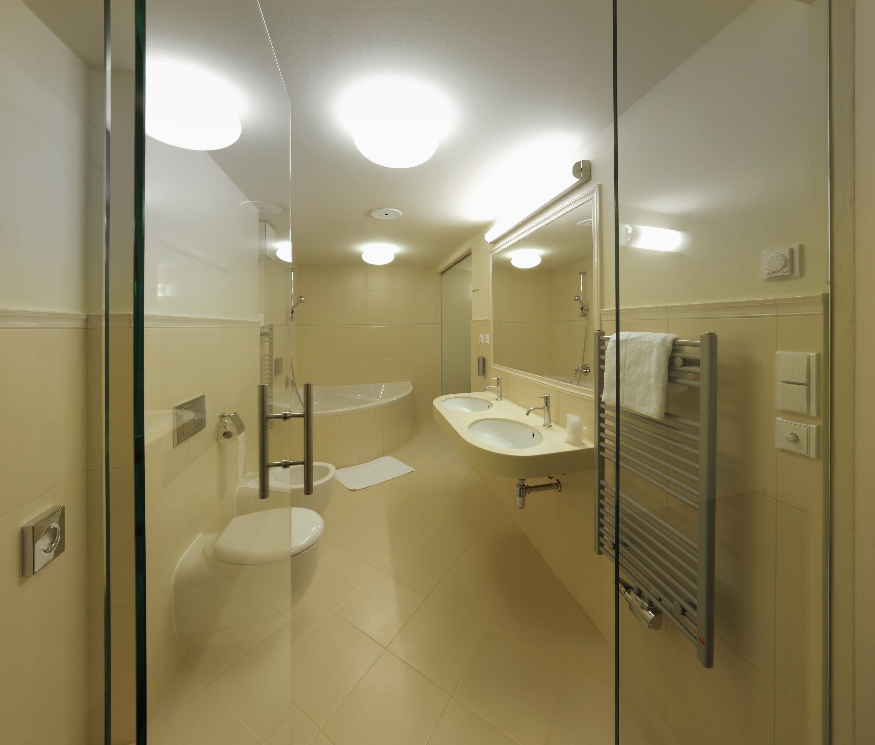 superior duplex, 2 bathrooms | bathroom | shower, hair dryer, bathrobes, slippers