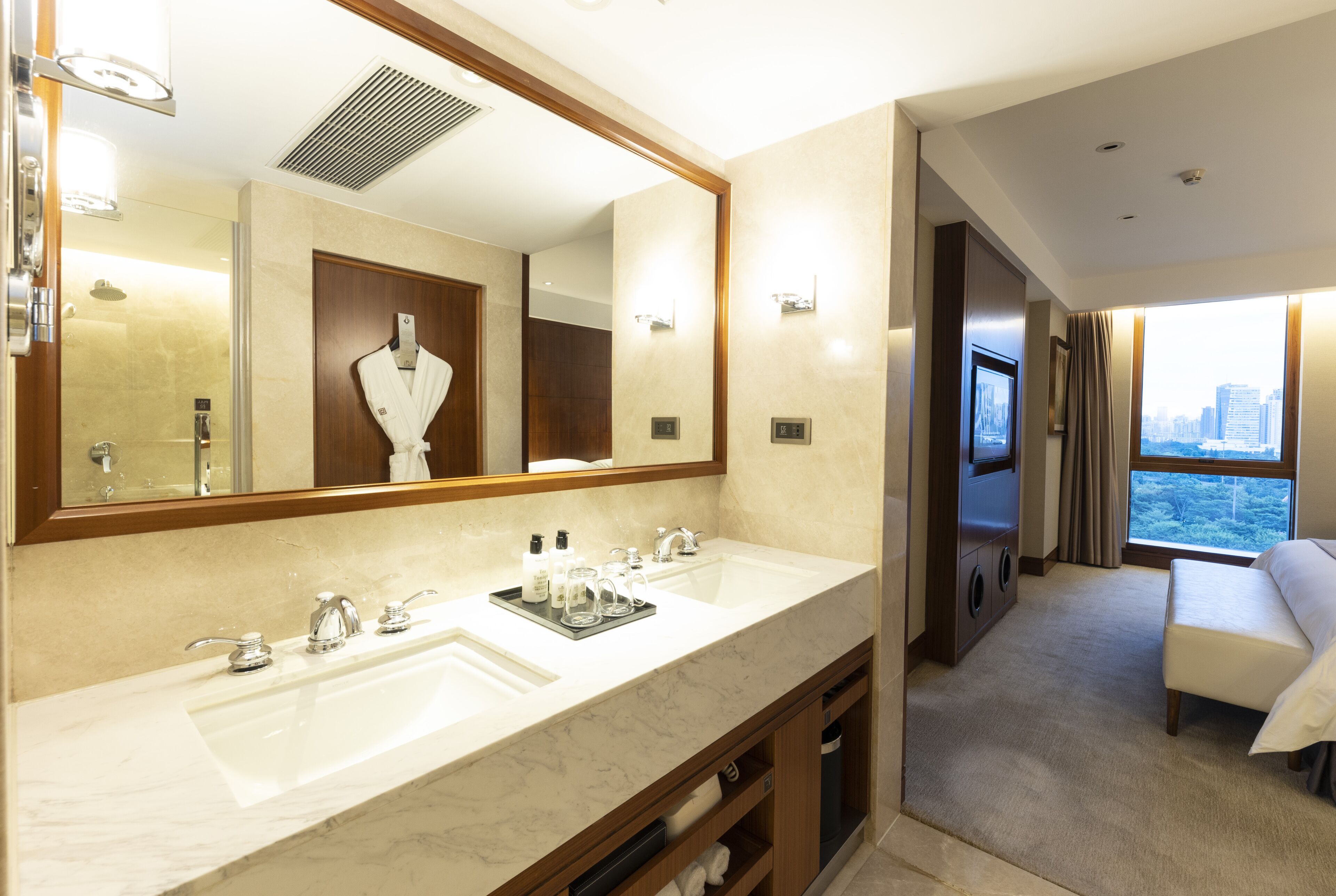 business suite, 1 king bed | bathroom | separate bathtub and shower, free toiletries, hair dryer, bathrobes