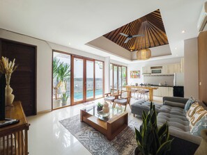 2 Bedroom Villa Private Pool | Living area | 32-inch LED TV with cable channels, TV - Kakul Villas & Suites (Ubud)
