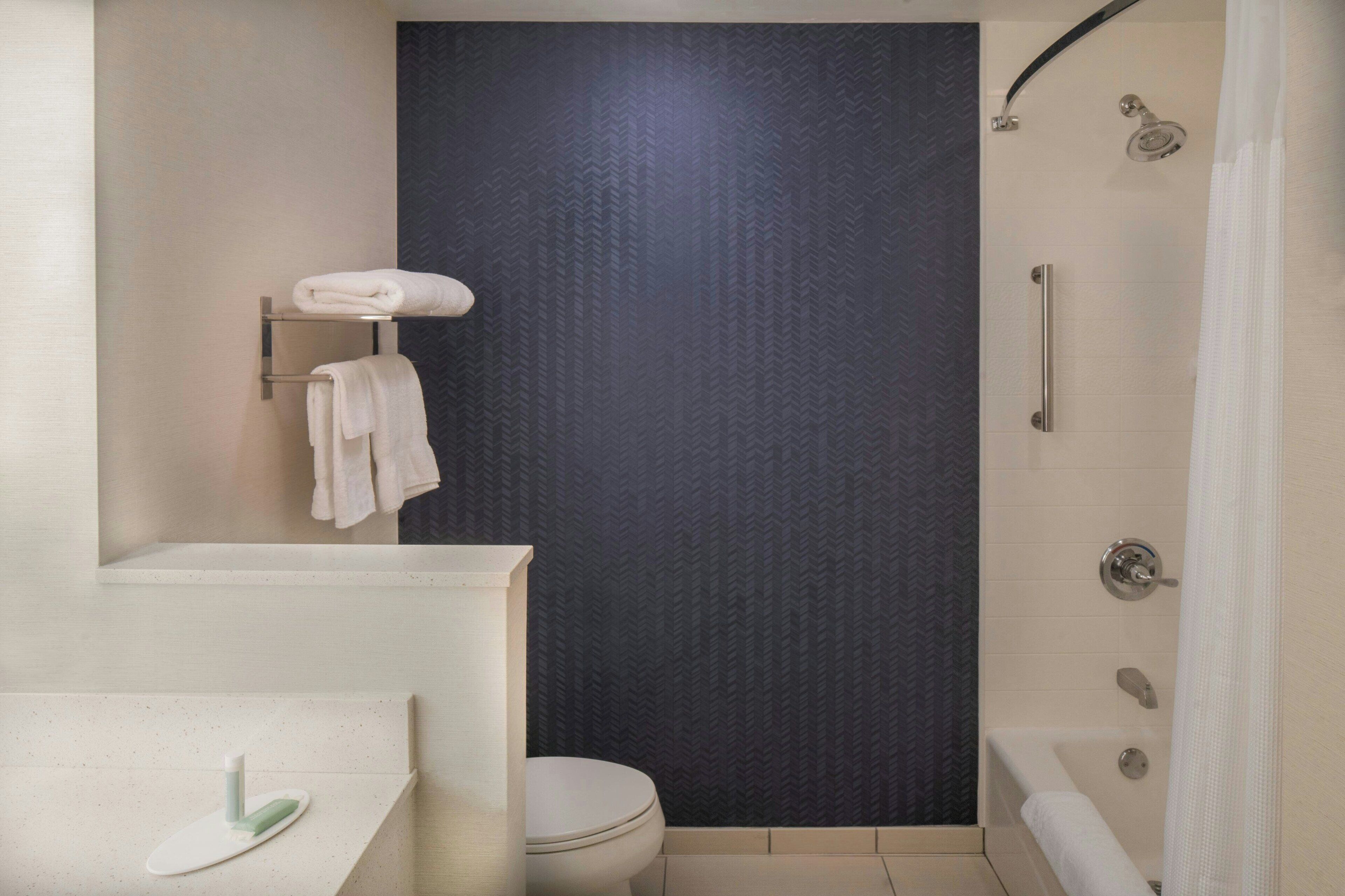 free toiletries, hair dryer, towels