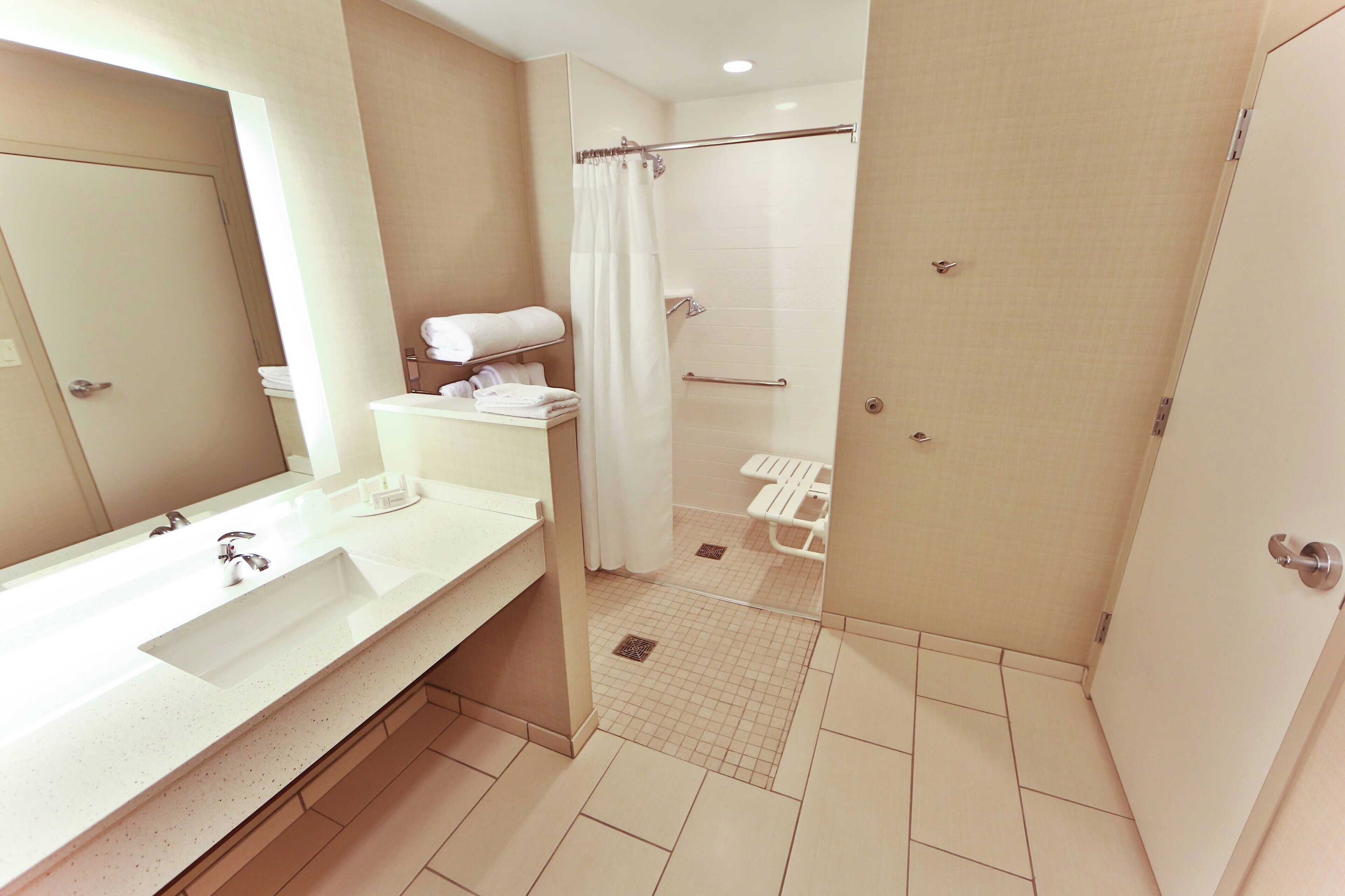 free toiletries, hair dryer, towels