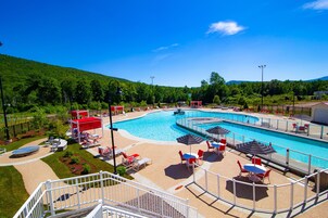 Indoor pool, outdoor pool, open 9 AM to 10 PM, sun loungers