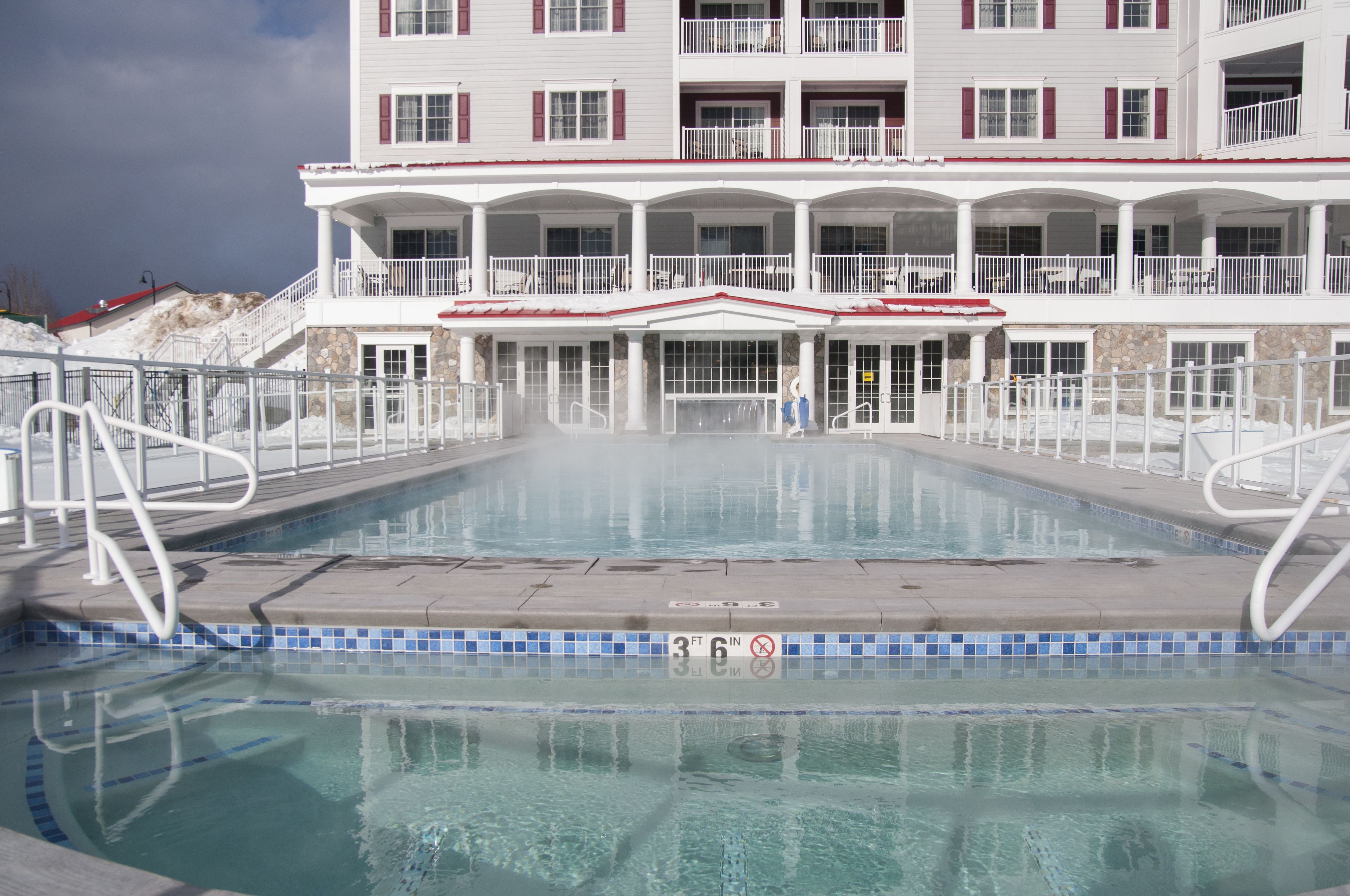 indoor pool, outdoor pool, open 9 am to 10 pm, pool loungers