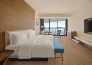 Chambre, 1 très grand lit, vue océan | Minibar, coffres-forts dans les chambres, décoration personnalisée