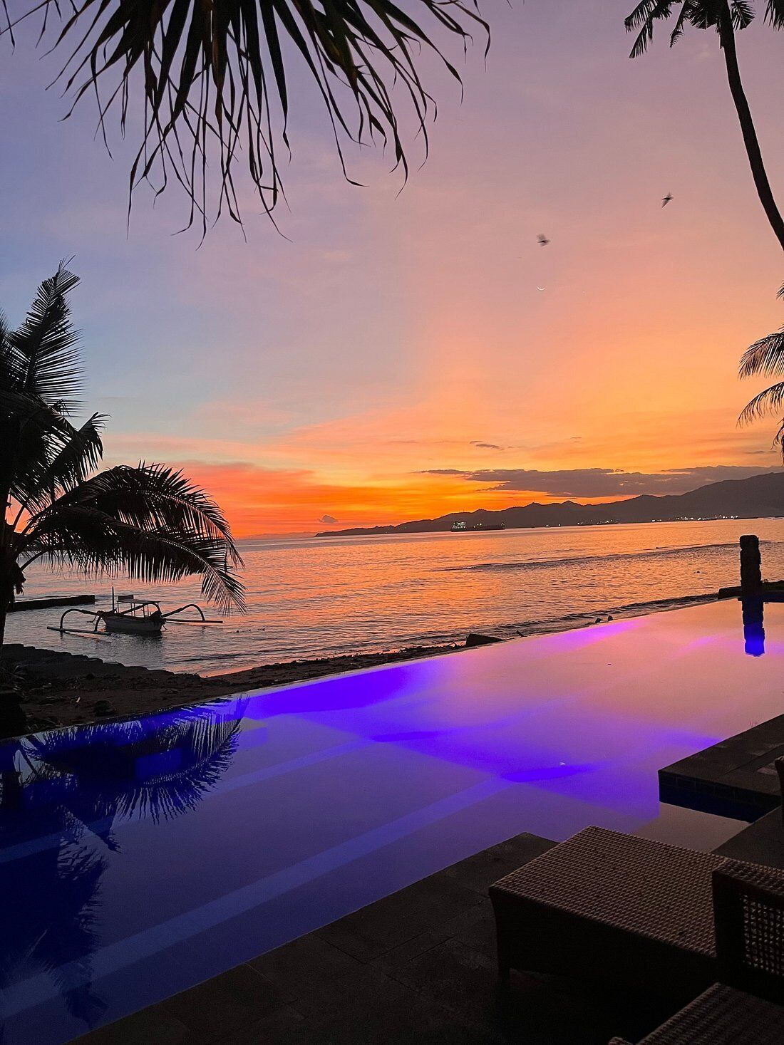 outdoor pool, pool loungers