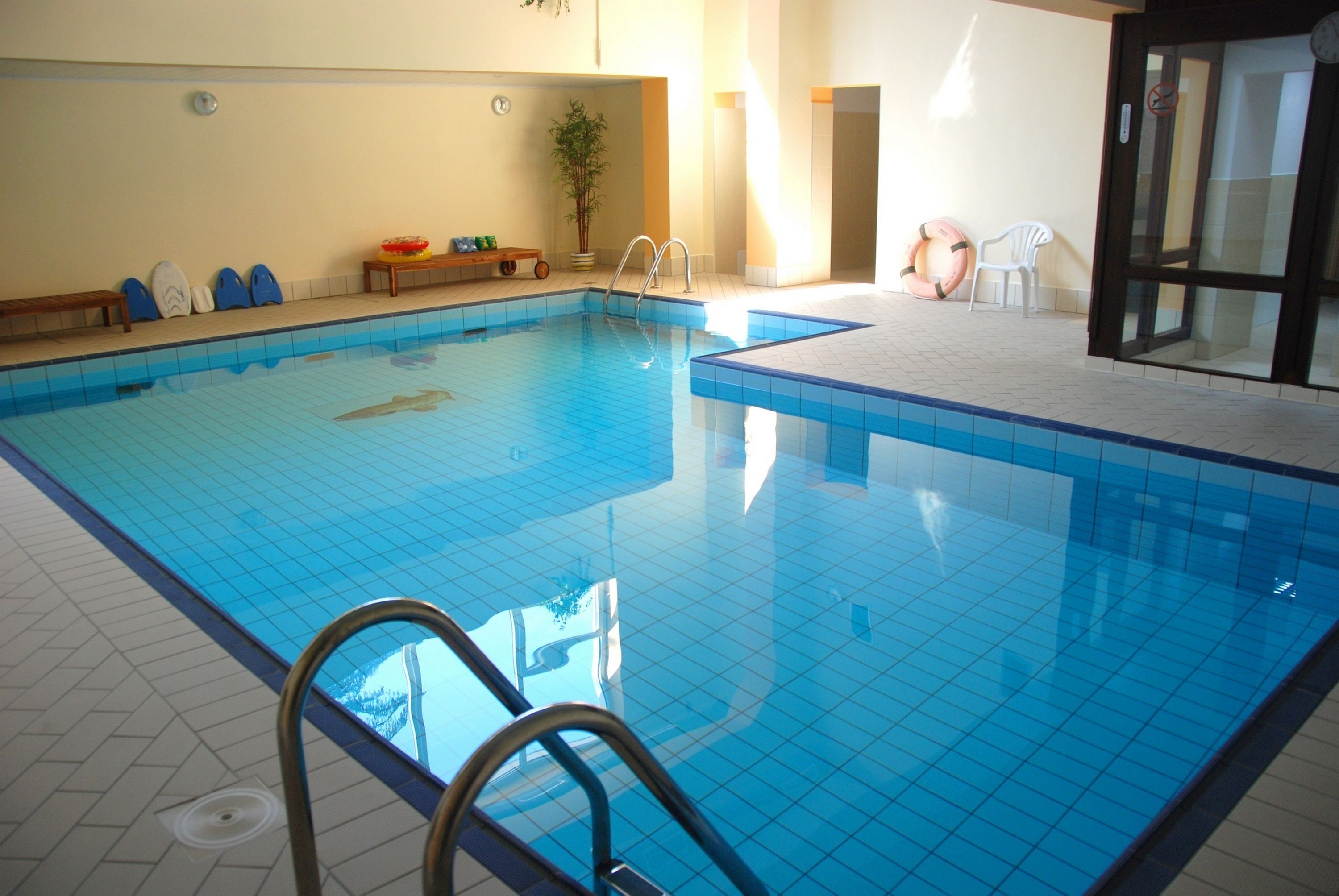 Indoor pool, open 3 PM to 9 PM, pool loungers