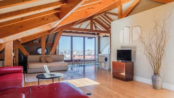 Penthouse, 3 Bedrooms, Terrace, Pool View | Living area | Flat-screen TV