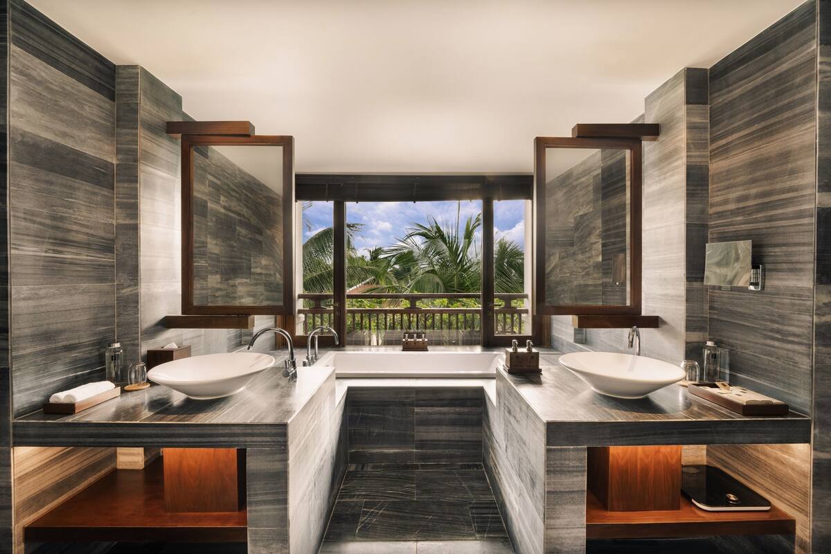 terrace room | bathroom | separate bathtub and shower, rainfall showerhead