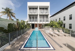 Outdoor pool, open 8:00 AM to 7:00 PM, sun loungers