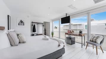 In-room safe, desk, laptop workspace, blackout curtains