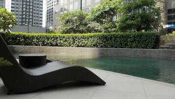 Outdoor pool, pool loungers