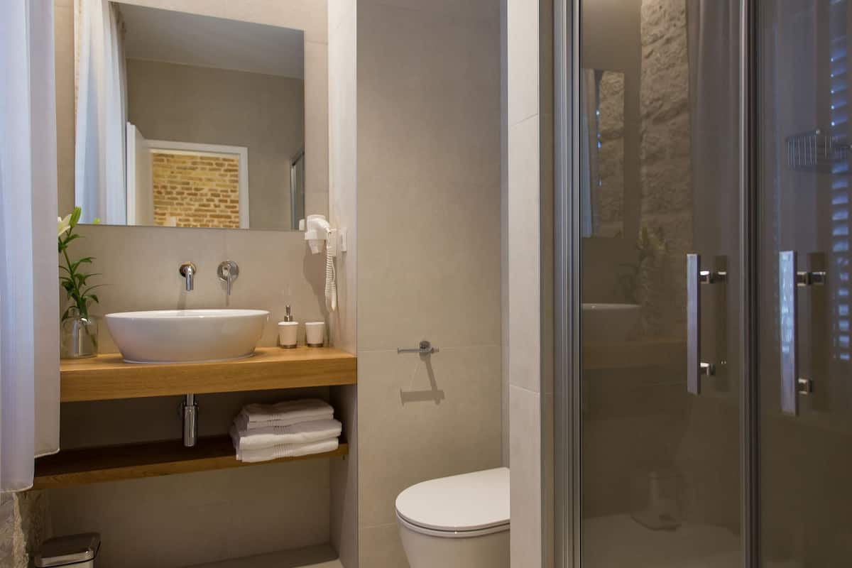 shower, free toiletries, hair dryer, slippers