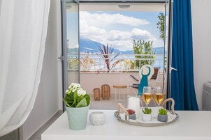 Suíte júnior, terraço, vista para o mar | Roupas de cama premium