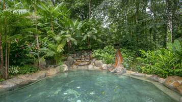 Surrounded by lush vegetation, this pool area offers a tranquil escape.