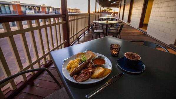 Breakfast, lunch, dinner served; local cuisine