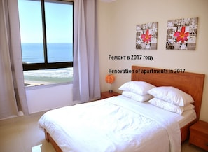 Family Apartment, 1 Bedroom, Sea View, Beachfront | Premium bedding, cribs/infant beds, free WiFi - Apartment by the Sea (Haifa)