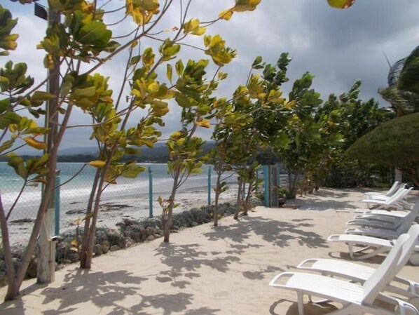 Private beach nearby, white sand