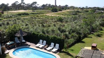 Outdoor pool, sun loungers