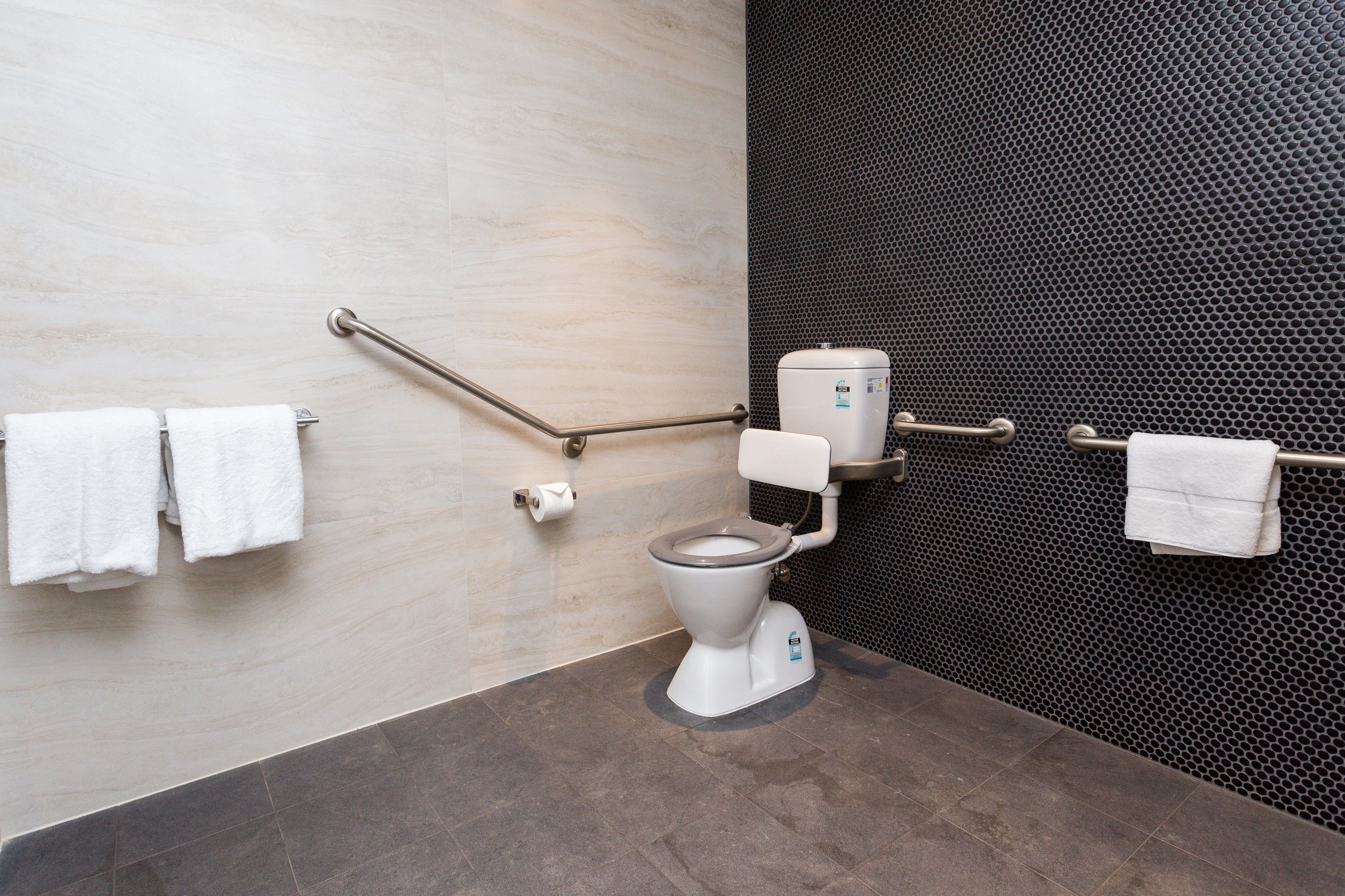 Room, 1 King Bed, Accessible, Non Smoking | Bathroom | Shower, free toiletries, hair dryer, towels
