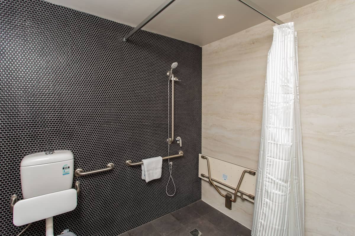 room, 1 king bed, accessible, non smoking | bathroom shower