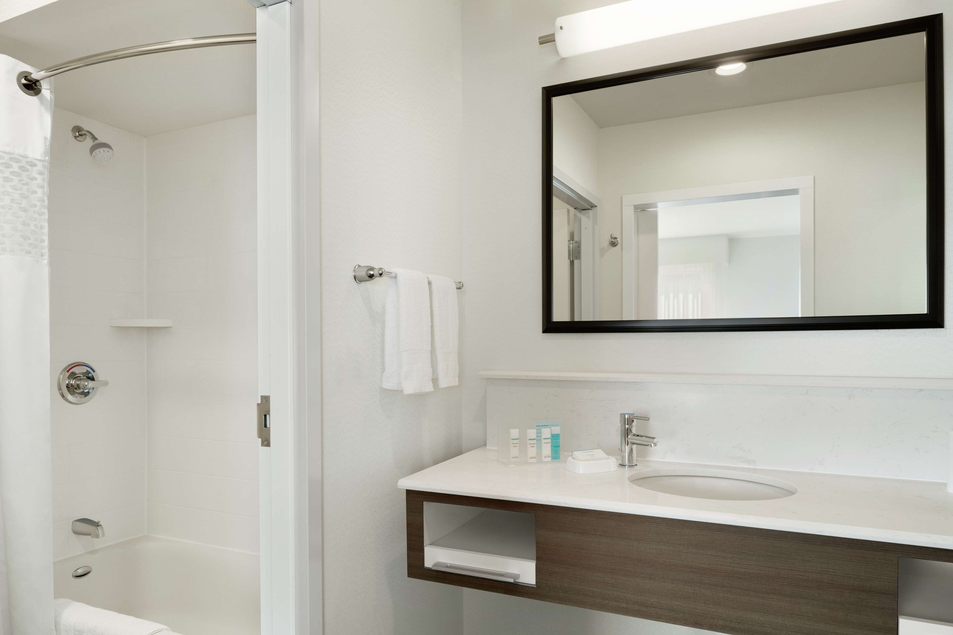 studio suite, 1 king bed, non smoking, refrigerator & microwave (wet bar) | bathroom shower