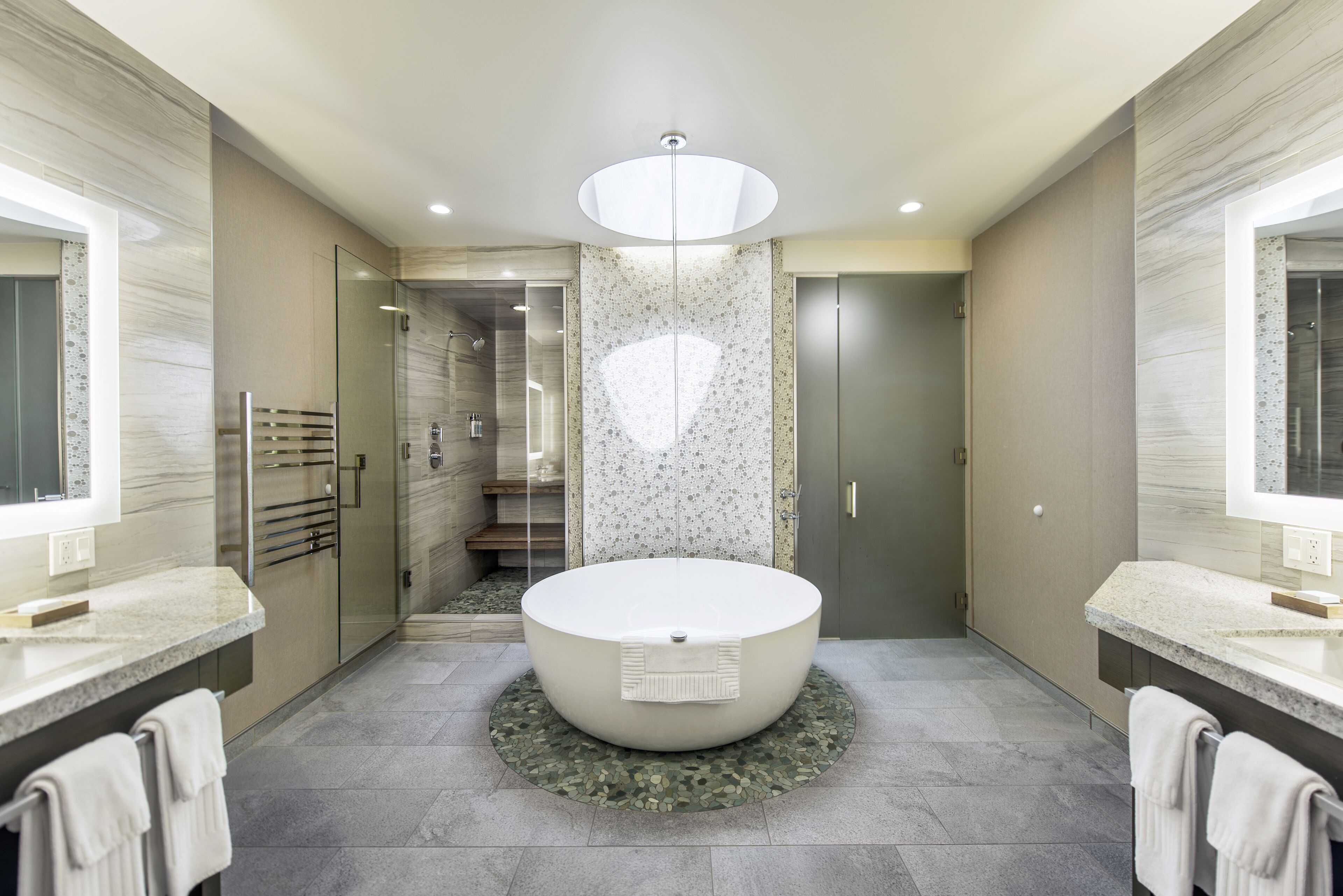 presidential penthouse, 1 king bed with sofa bed (penthouse) | bathroom | designer toiletries, hair dryer, bathrobes, towels