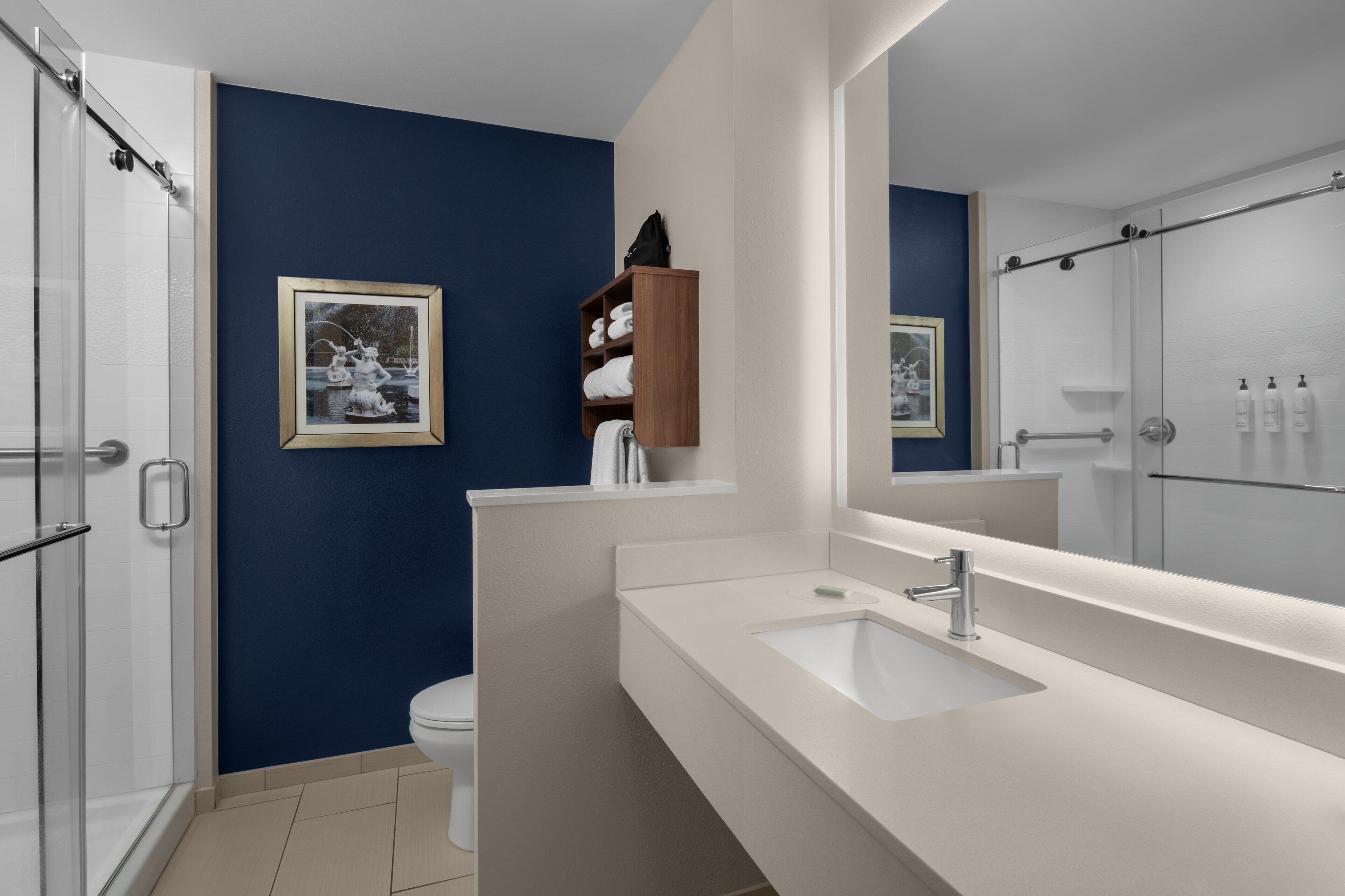 free toiletries, hair dryer, towels