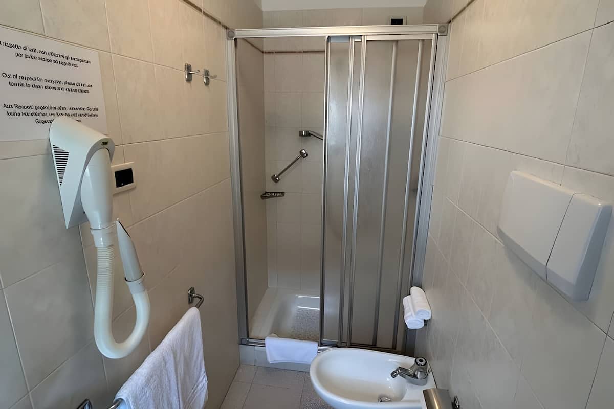 shower, free toiletries, hair dryer, bidet