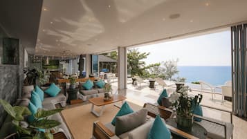 40-inch flat-screen TV with cable channels, TV, iPod dock