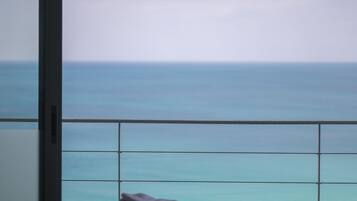 Separate tub and shower, deep soaking tub, rainfall showerhead