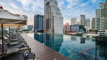 Outdoor pool, sun loungers