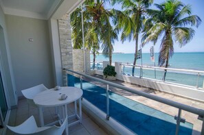 Beachfront Apartment, 2 Bedrooms, 1 Bathroom | Balcony