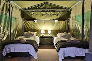 Safari Tent  | Premium bedding, down duvets, memory-foam beds, bed sheets