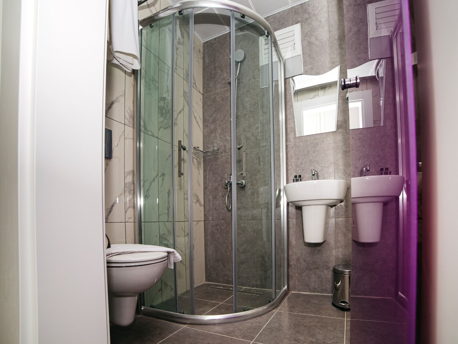 shower, eco-friendly toiletries, hair dryer, slippers