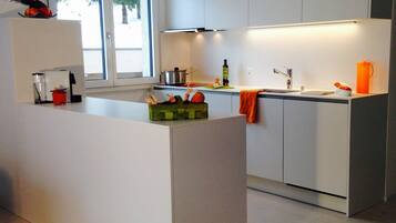 Apartment, 2 Bedrooms, Balcony, Mountain View | Private kitchen | Fridge, oven, stovetop, dishwasher