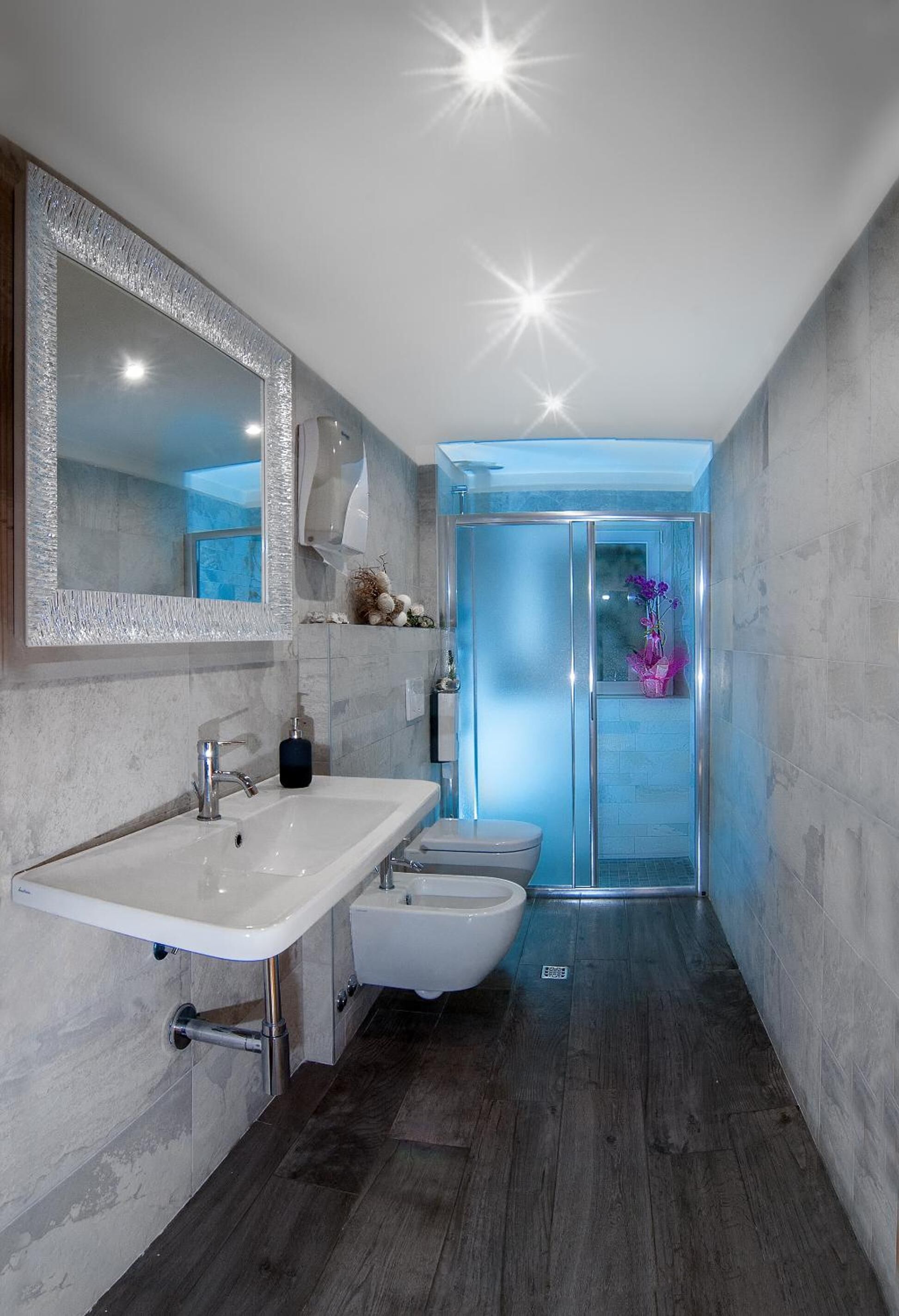Shower, free toiletries, hair dryer, bidet