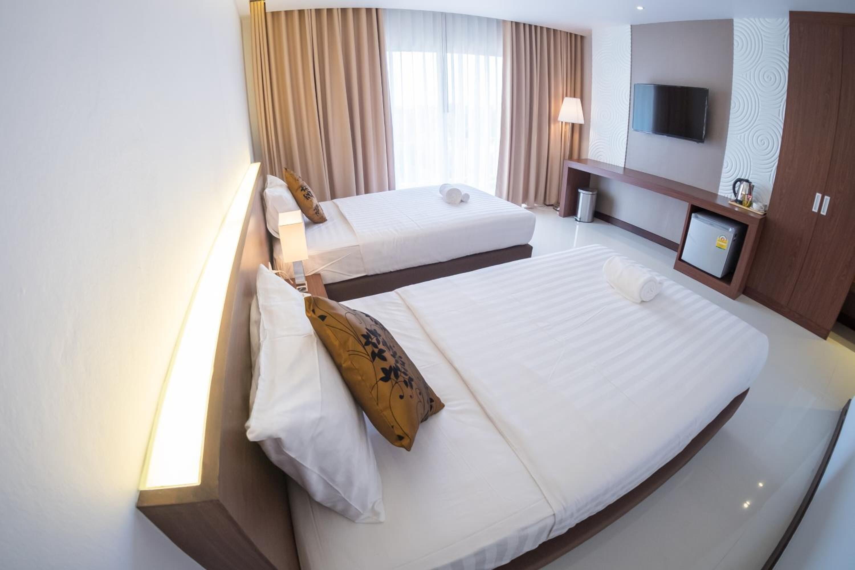 minibar, desk, blackout curtains, free wifi